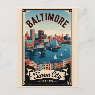 Retro Reis Baltimore Maryland Feestdagenkaart
