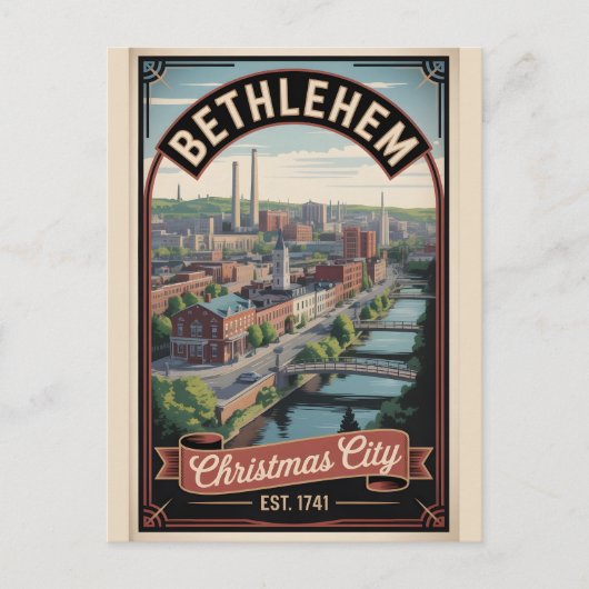 Retro Reis Bethlehem Pennsylvania Briefkaart (Voorkant)