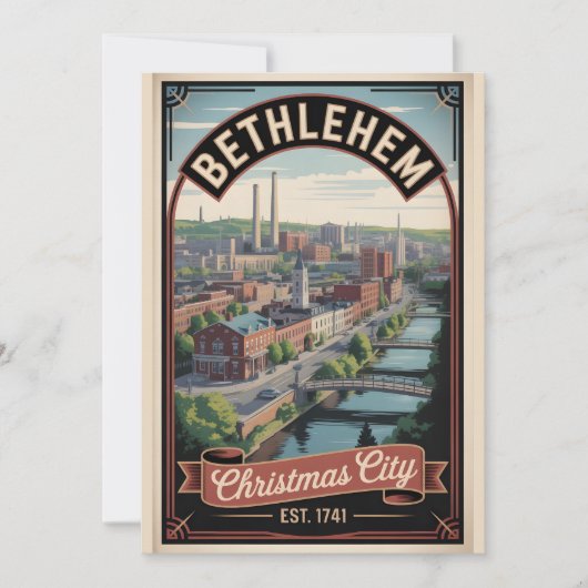 Retro Reis Bethlehem Pennsylvania Feestdagenkaart (Voorkant)