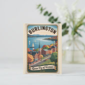 Retro Reis Burlington Vermont Briefkaart (Staand voorkant)