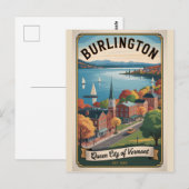 Retro Reis Burlington Vermont Briefkaart (Voorkant / Achterkant)