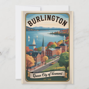 Retro Reis Burlington Vermont Feestdagenkaart