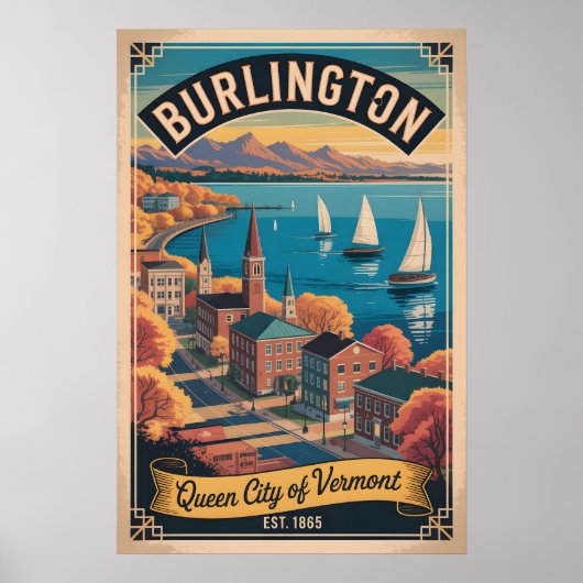 Retro Reis Burlington Vermont Poster (Voorkant)