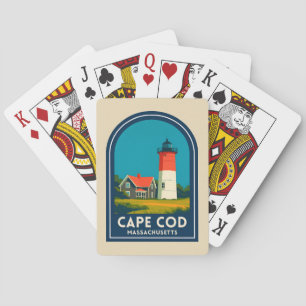 Retro Reis Cape Cod Nauset Vuurtoren Retro Pokerkaarten