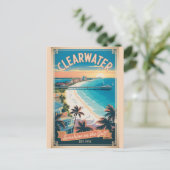 Retro Reis Clearwater Florida Briefkaart (Staand voorkant)