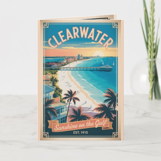 Retro Reis Clearwater Florida Kaart (Voorkant)