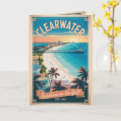 Retro Reis Clearwater Florida Kaart (Gele Bloem)