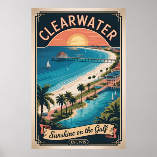 Retro Reis Clearwater Florida Poster (Voorkant)