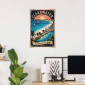 Retro Reis Clearwater Florida Poster (Thuiskantoor)