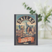 Retro Reis Dallas Texas Big D Briefkaart (Staand voorkant)