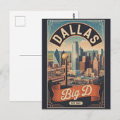 Retro Reis Dallas Texas Big D Briefkaart (Voorkant / Achterkant)