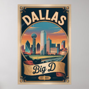 Retro Reis Dallas Texas Big D Poster