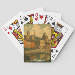 Retro reis Dublin reisposter Ierland stadsartwork Pokerkaarten