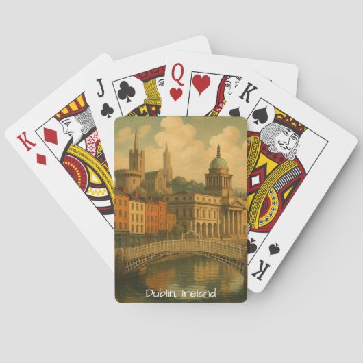 Retro reis Dublin reisposter Ierland stadsartwork Pokerkaarten (Achterkant)