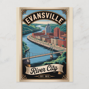 Retro Reis Evansville Indiana Briefkaart