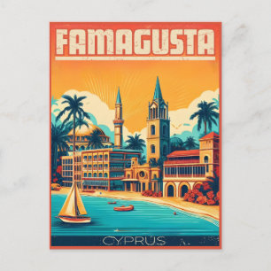 Retro reis Famagusta Strand Cyprus cadeaus Briefkaart
