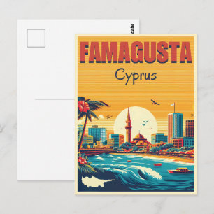 Retro reis Famagusta Strand Cyprus souvenirs cadea Briefkaart
