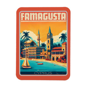 Retro reis Famagusta Strand Cyprus souvenirs cadea Magneet