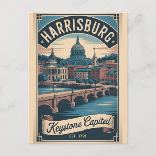 Retro Reis Harrisburg Pennsylvania Feestdagenkaart