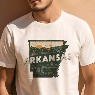 Retro Reis Iconische Arkansas Grafiek T-shirt