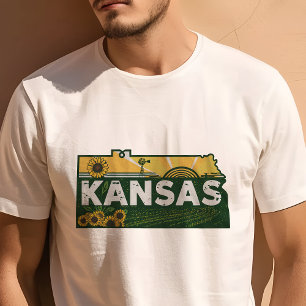 Retro Reis Iconische Kansas Grafiek T-shirt