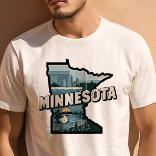Retro Reis Iconische Minnesota Grafiek T-shirt
