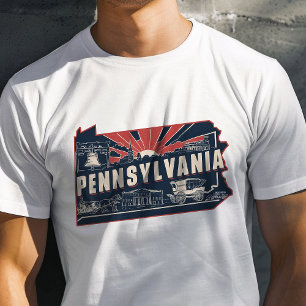 Retro Reis Iconische Pennsylvania Grafisch T-shirt