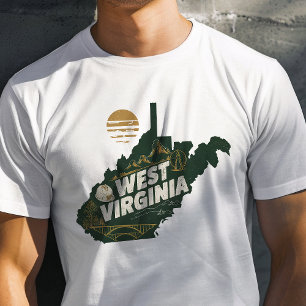 Retro Reis Iconische West Virginia Grafiek T-shirt