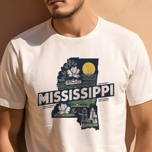 Retro Reis Icoon Mississippi Grafisch T-shirt