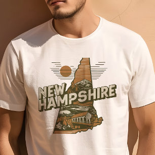 Retro Reis Icoon New Hampshire Grafisch ontwerp T-shirt
