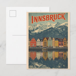 Retro reis Innsbruck Tirol - Oostenrijkse Alpen ge Briefkaart
