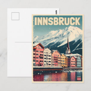 Retro reis Innsbruck Tirol - Oostenrijkse Alpen ge Briefkaart