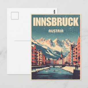 Retro reis Innsbruck Tirol - Oostenrijkse Alpen ge Briefkaart