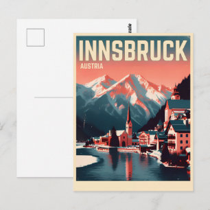 Retro reis Innsbruck Tirol - Oostenrijkse Alpen ge Briefkaart