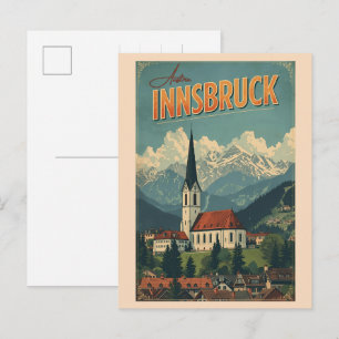 Retro reis Innsbruck Tirol - Oostenrijkse Alpen ge Briefkaart