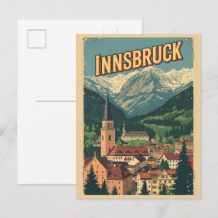 Retro reis Innsbruck Tirol - Oostenrijkse Alpen ge Briefkaart