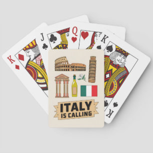 Retro Reis Italië Iconische Nationale Symbolen Vin Pokerkaarten