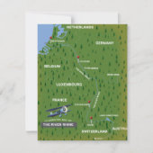 Retro reis kaart van de rivier de Rijn. (Voorkant)