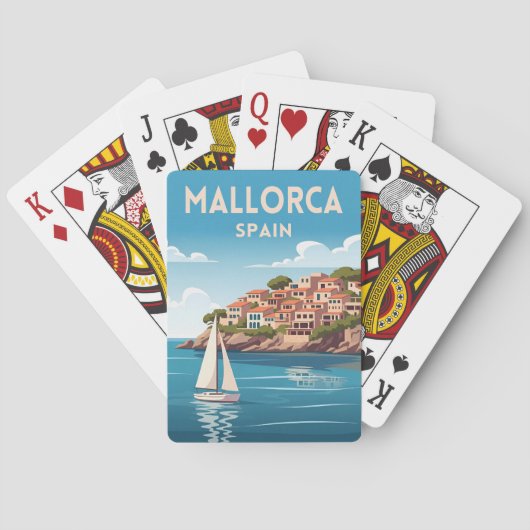 Retro Reis Mallorca Spanje Zeegezicht Landschap Pokerkaarten (Achterkant)