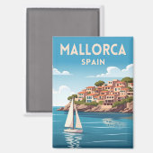 Retro Reis Mallorca Spanje Zeegezicht Magneet (Voorkant / Achterkant)