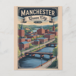 Retro Reis Manchester New Hampshire Briefkaart