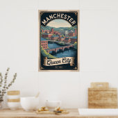 Retro Reis Manchester New Hampshire Poster (Keuken)