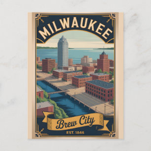 Retro Reis Milwaukee Wisconsin Feestdagenkaart