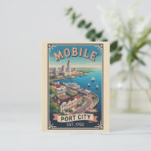 Retro Reis Mobile Alabama Briefkaart (Staand voorkant)