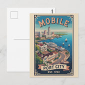 Retro Reis Mobile Alabama Briefkaart (Voorkant / Achterkant)