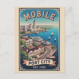 Retro Reis Mobile Alabama Briefkaart