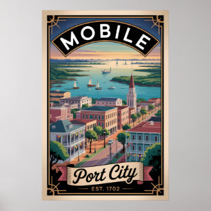 Retro Reis Mobile Alabama Poster