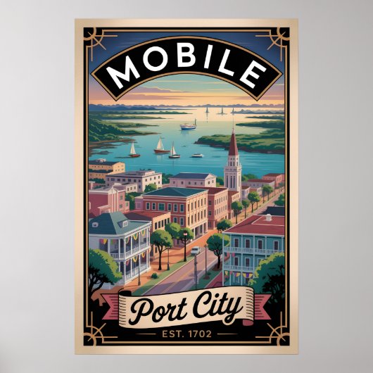 Retro Reis Mobile Alabama Poster (Voorkant)