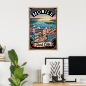 Retro Reis Mobile Alabama Poster (Thuiskantoor)