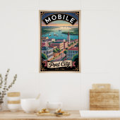 Retro Reis Mobile Alabama Poster (Keuken)